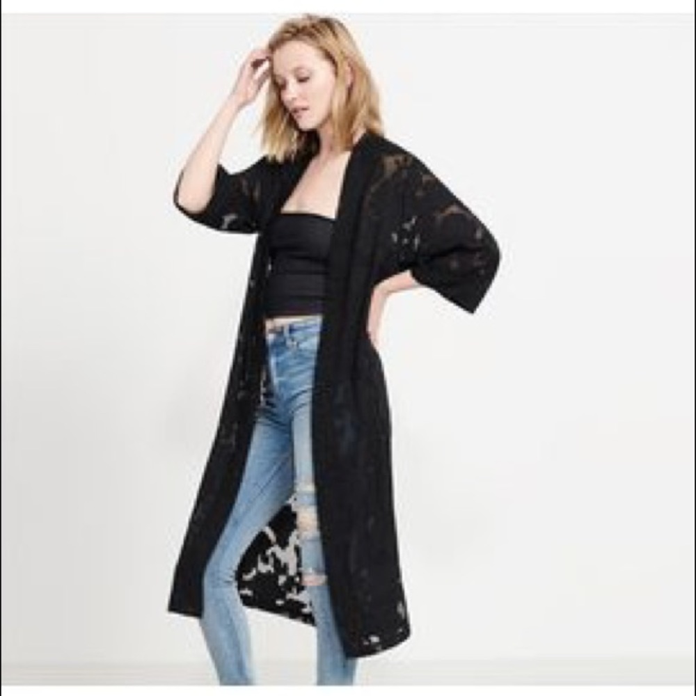 Dynamite Floral Sheer Lace Kimono